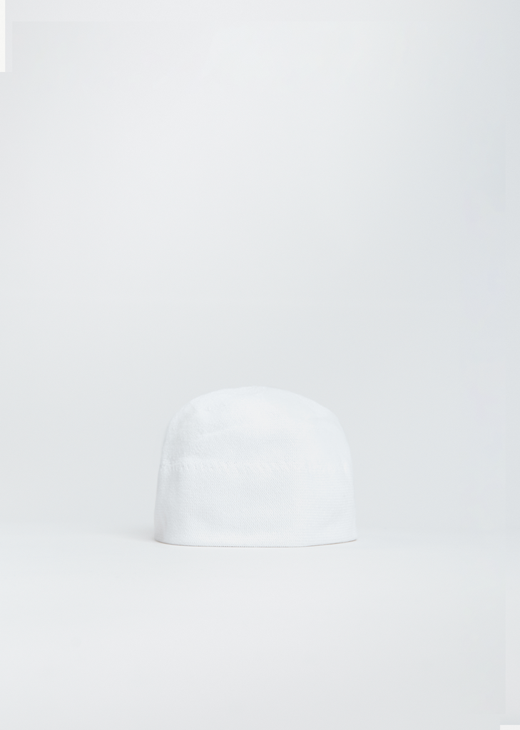 Double Edge Cotton ZZ Beanie — White