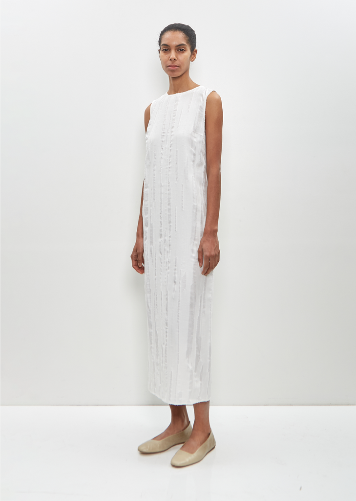 Silk Cotton Minga Fitted Midi Dress — Ivory