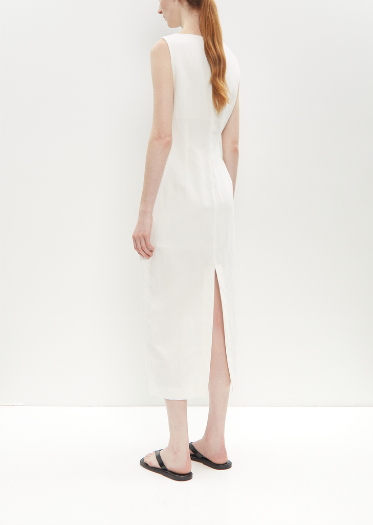 Cotton Linen Gabarine Dress — White