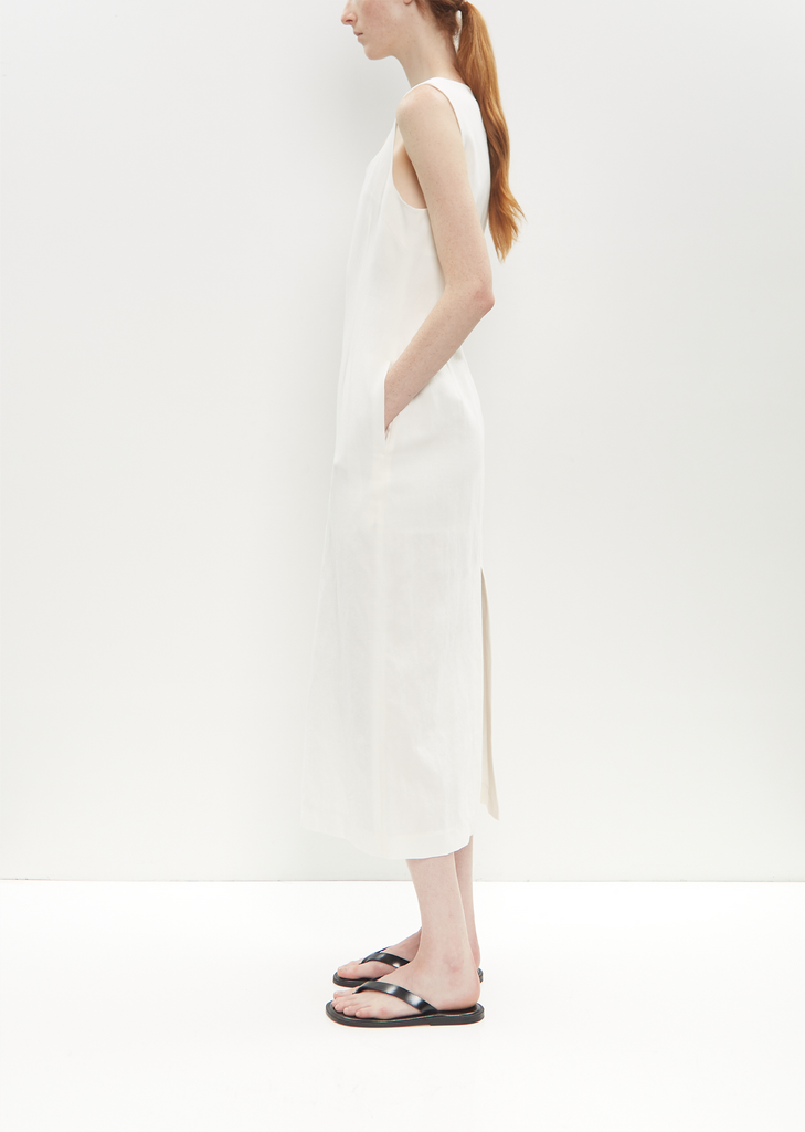 Cotton Linen Gabarine Dress — White