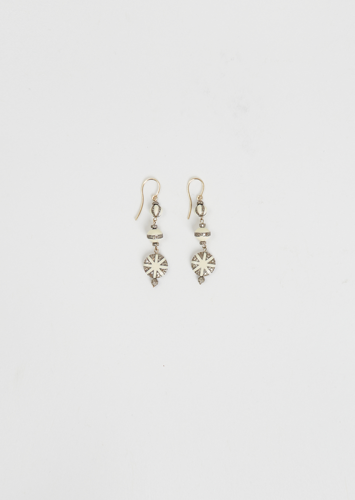 Globetrotter White Enamel Diamond Earring