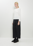 Wide Neck Long Sleeve Cotton Tee — Off White