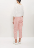 Linen Poly Cropped Pleated Pant — Poppy