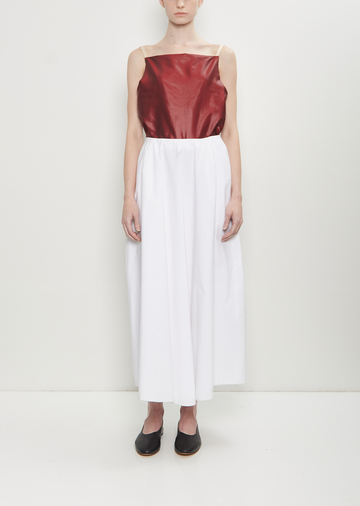 Cotton Poplin Tulip Pleated Skirt
