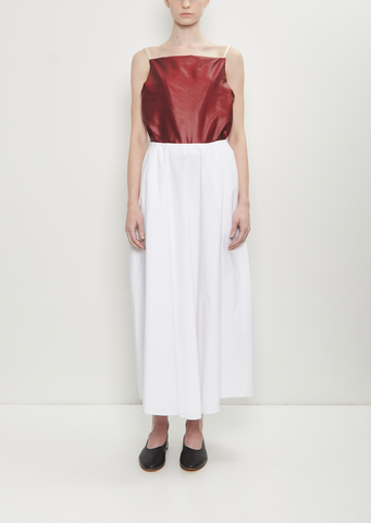 Cotton Poplin Tulip Pleated Skirt
