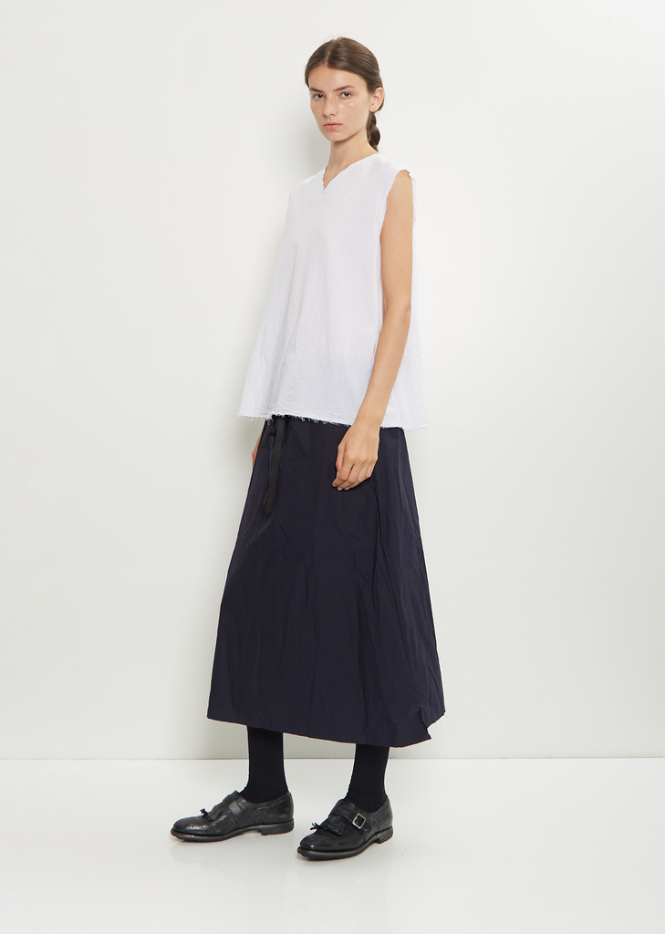 V-Back Sleeveless Cotton OE Top  — White