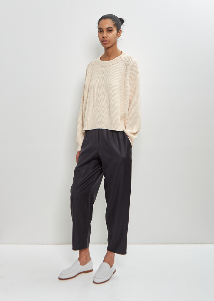 Linen Cashmere Silk Deep Raglan Easy Sweater — Ivory