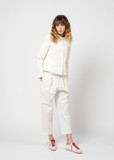 Cotton Linen Cropped Pleated Pant