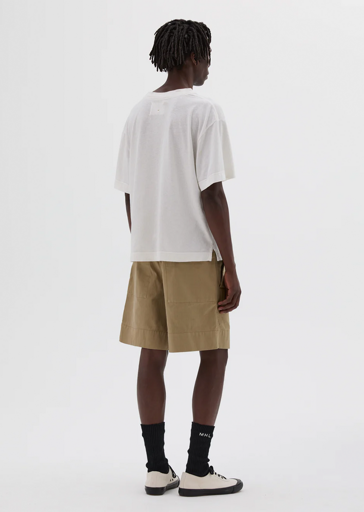 Cotton Linen Simple T-Shirt  — White