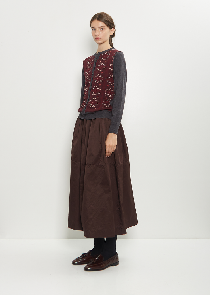 Sock Cotton Wool Knit Cardigan — Wine