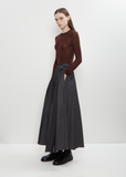 Cotton Denim Wrap Pleat Skirt