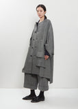 Collarless Twill Flannel Dolman Coat