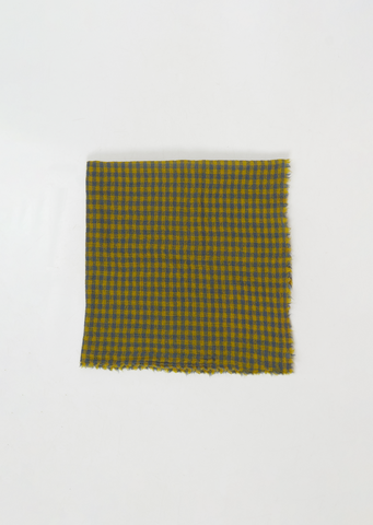 Check Small Cashmere Scarf — Dark Turquoise Oil