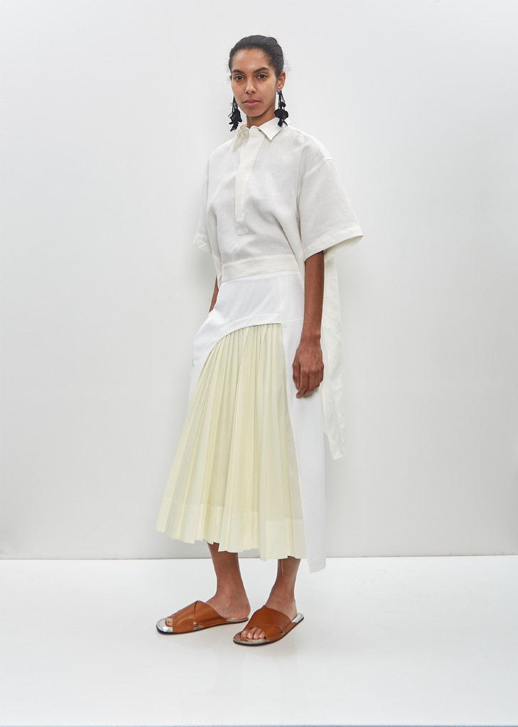 Poly Cotton Midi Pleated Skirt