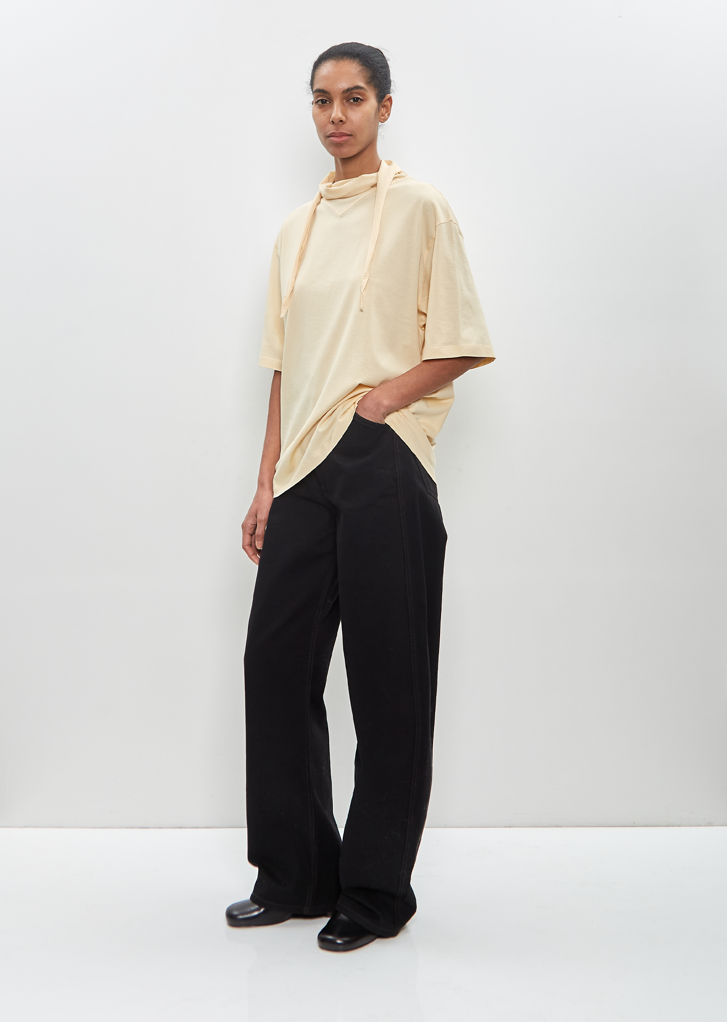 値下LEMAIRE ICE APRICOT FOULARD T-SHIRT Cotton Foulard T-Shirt — Ice Apricot – La Garçonne