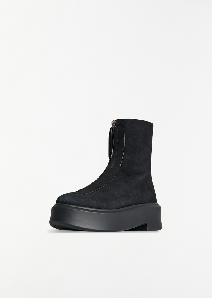 Zipped Suede Boot I — Black