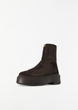 Zipped Suede Boot I — Dark Brown