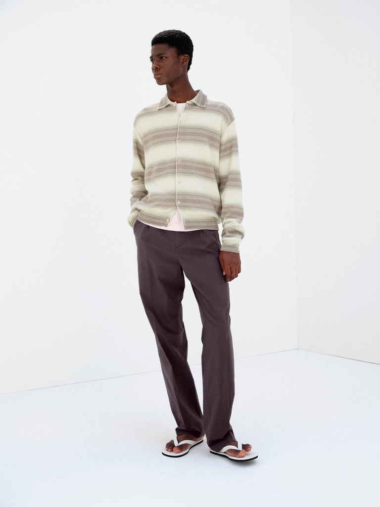 Garment-Dyed Finx One-Tuck Slacks — Brown