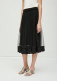 Pleated Lace Trimmed Skirt