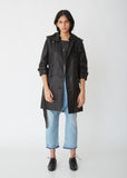 Leather 3/4 Sleeve Trench Coat