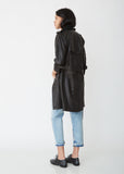 Leather 3/4 Sleeve Trench Coat