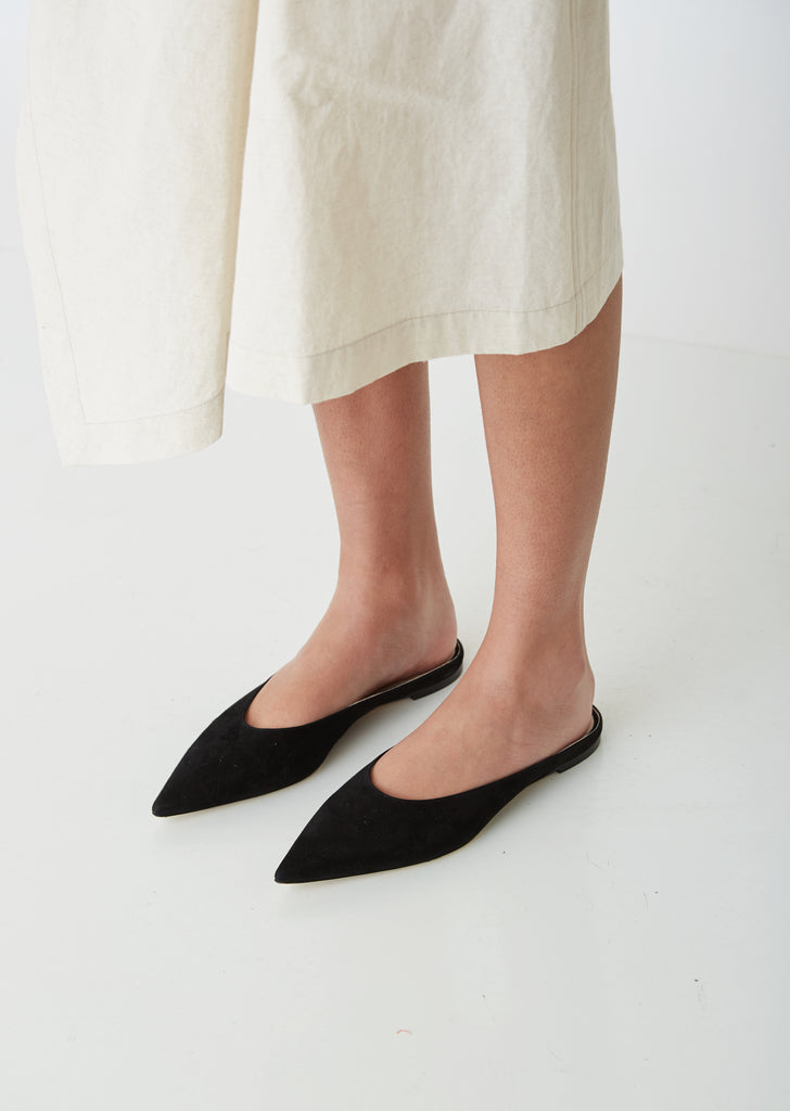 Suede Pointed Toe Mules