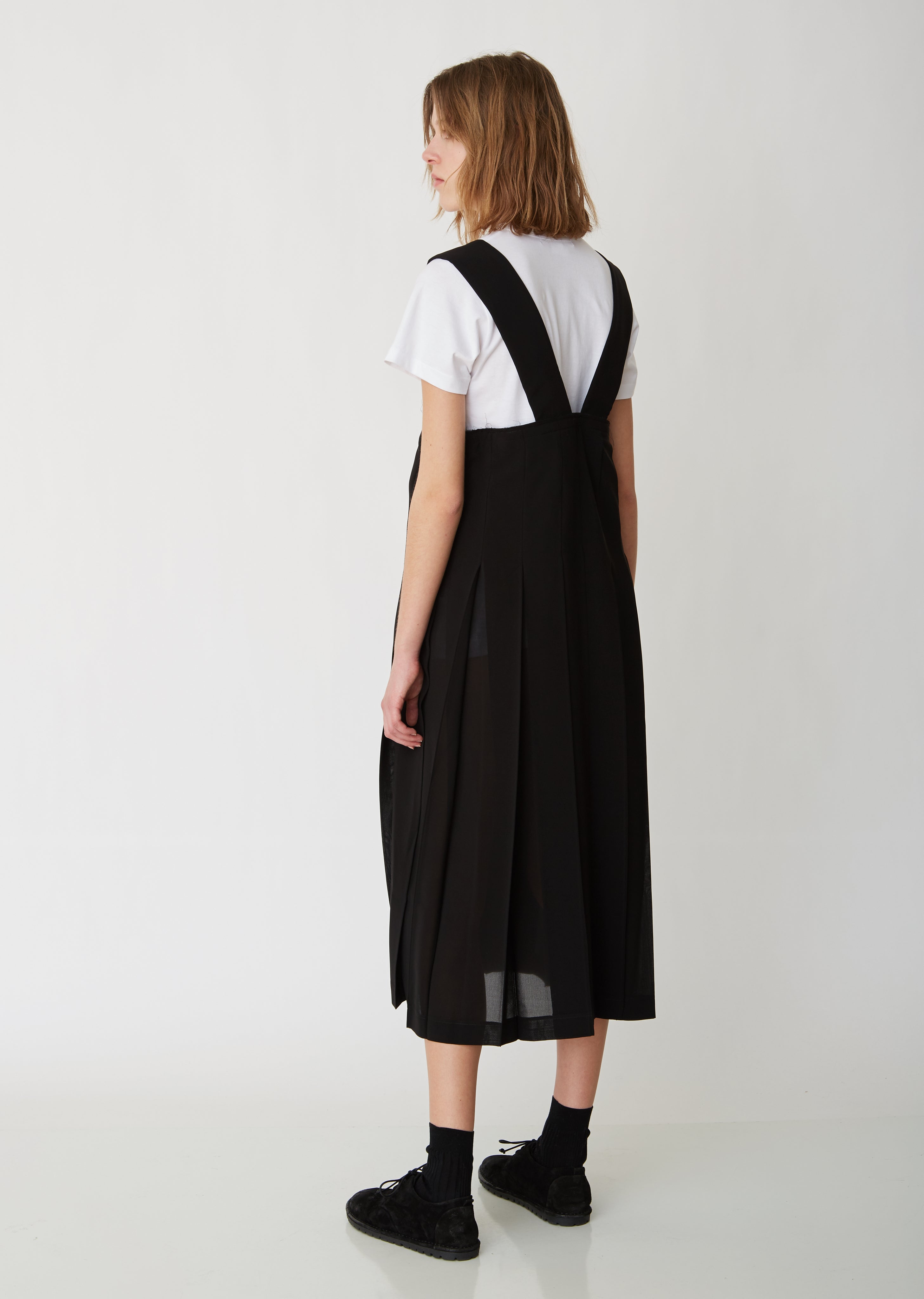 Pleated Georgette Pinafore Dress La Garonne Pleated Georgette Pinafore Dress La Garonne