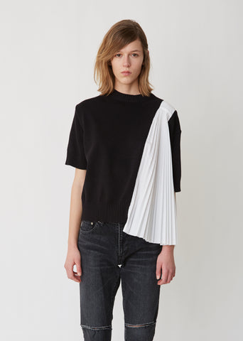 Knit x Pleated Shirt Top
