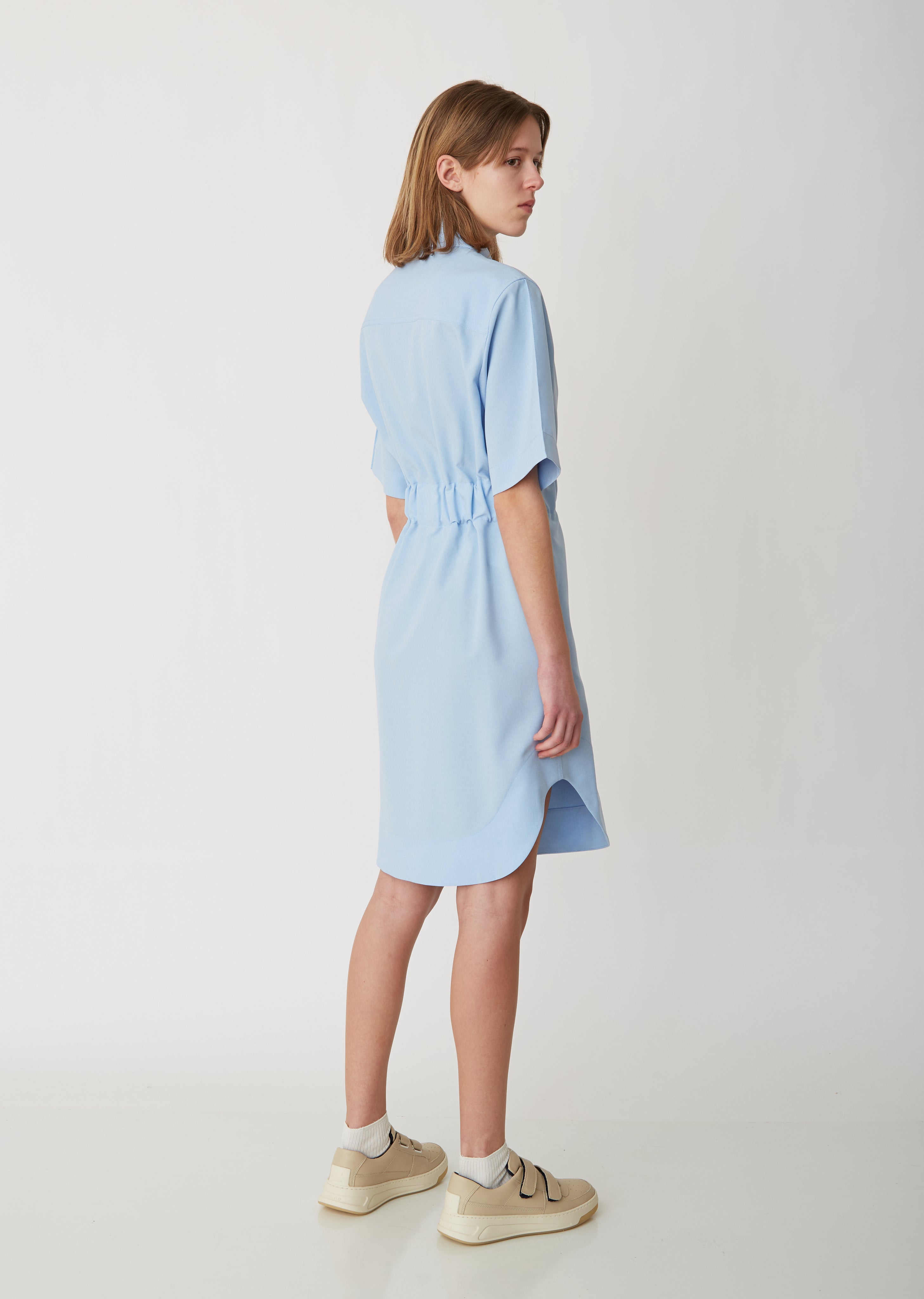 acne shirt dress Layered striped shirt dress in blue - Acne Studios