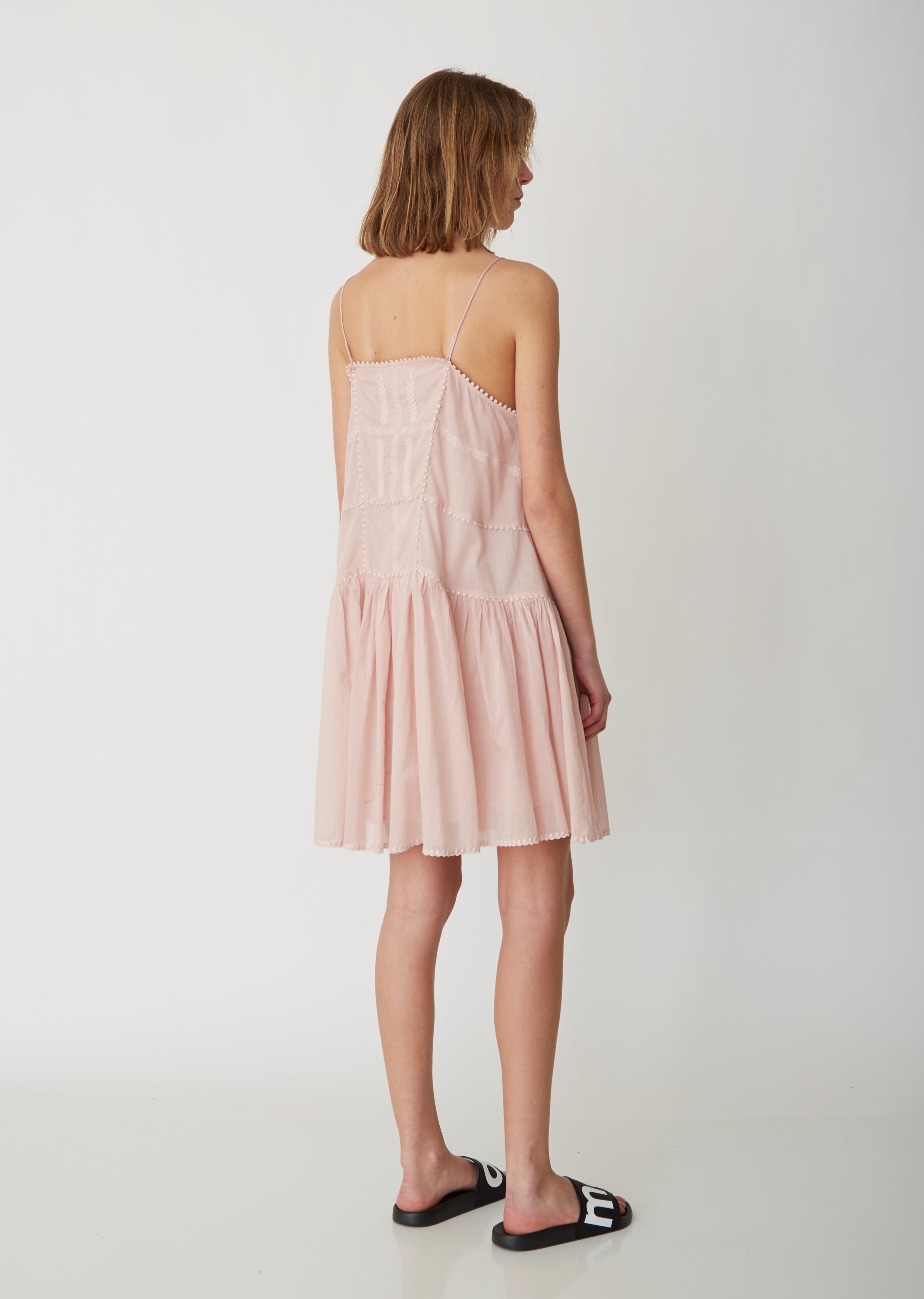 cotton voile slip dress Cotton Voile Mini Lace Slip Dress in Bright White