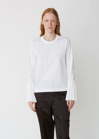 Cotton Ponte Top With Pleated Sleeves