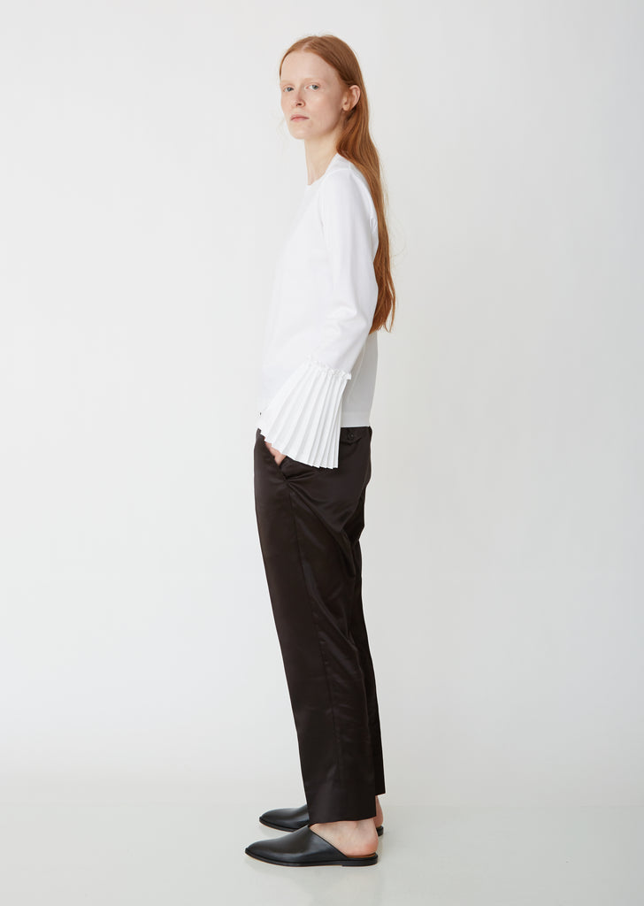 Cotton Ponte Top With Pleated Sleeves