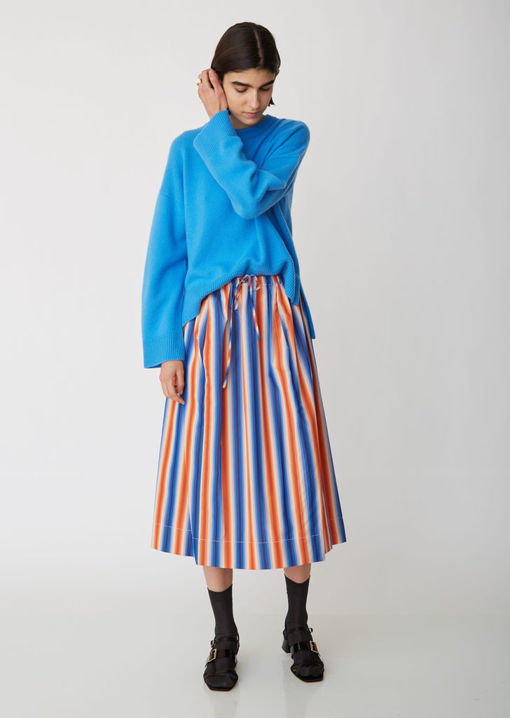 Striped Cotton Mid-Length Skirt