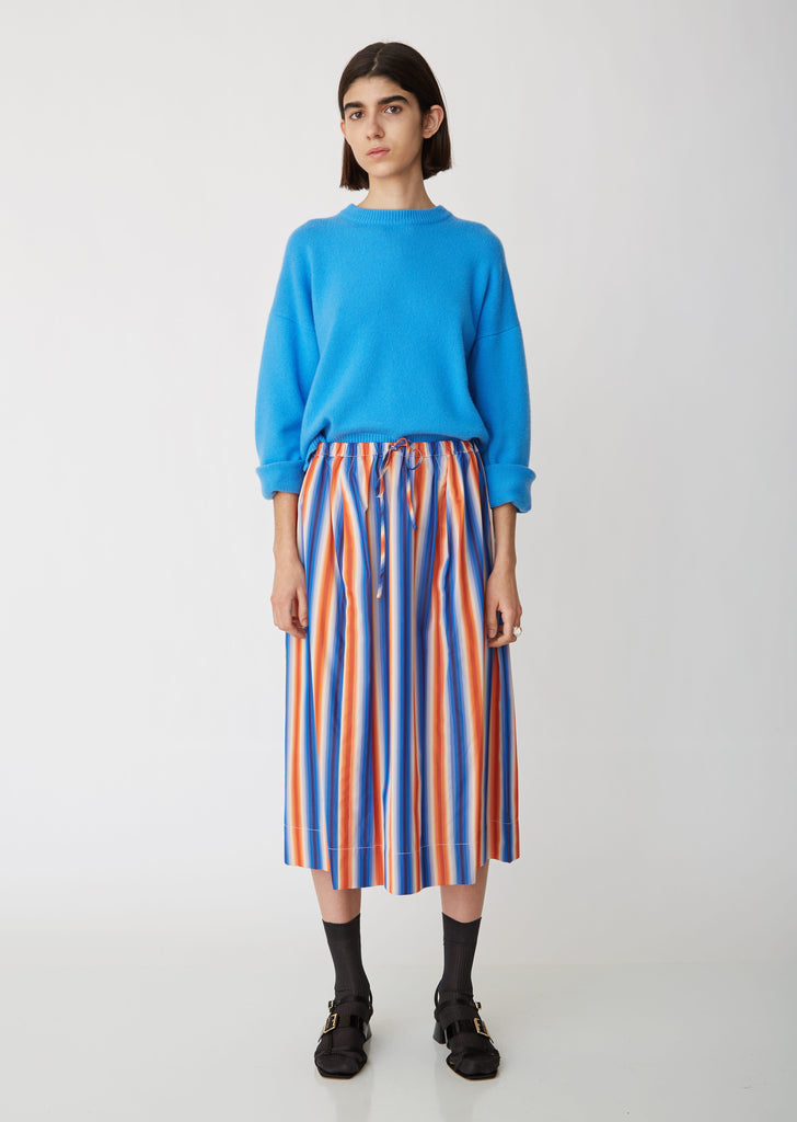 Striped Cotton Mid-Length Skirt