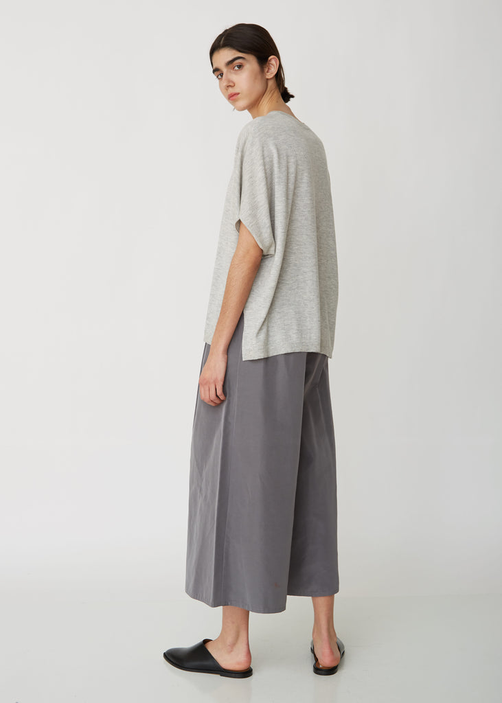 Washed Silk Faille Wide Long Pants