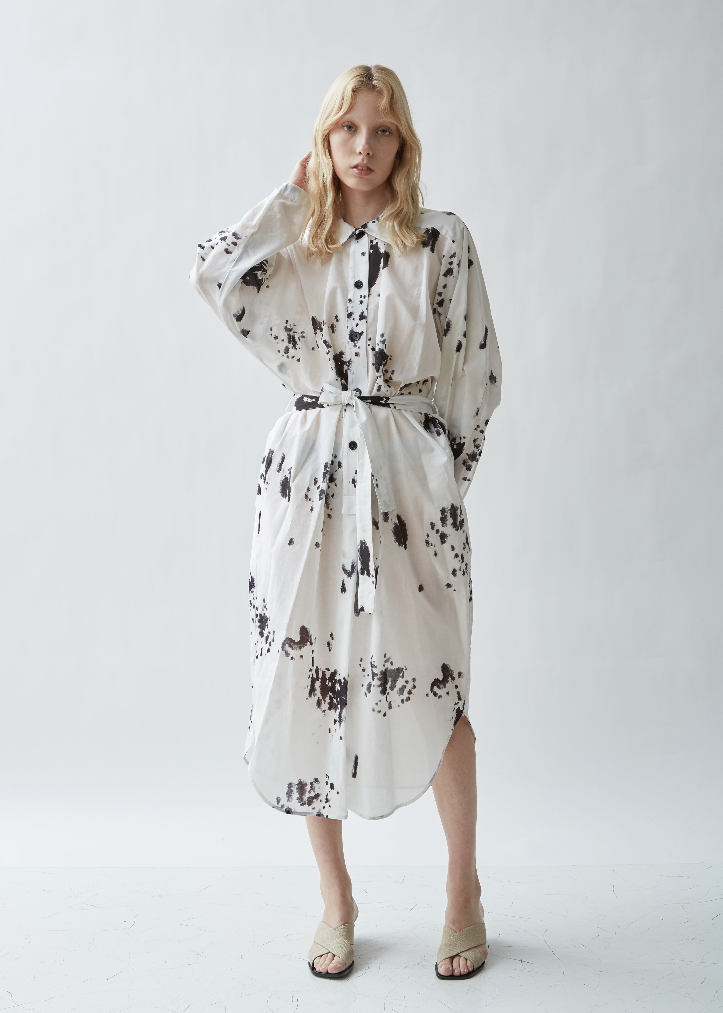 cotton voile jersey dress Embroidered Cotton Voile Dress | Chalk White