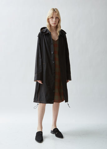 Drawstring Hooded Trench Coat