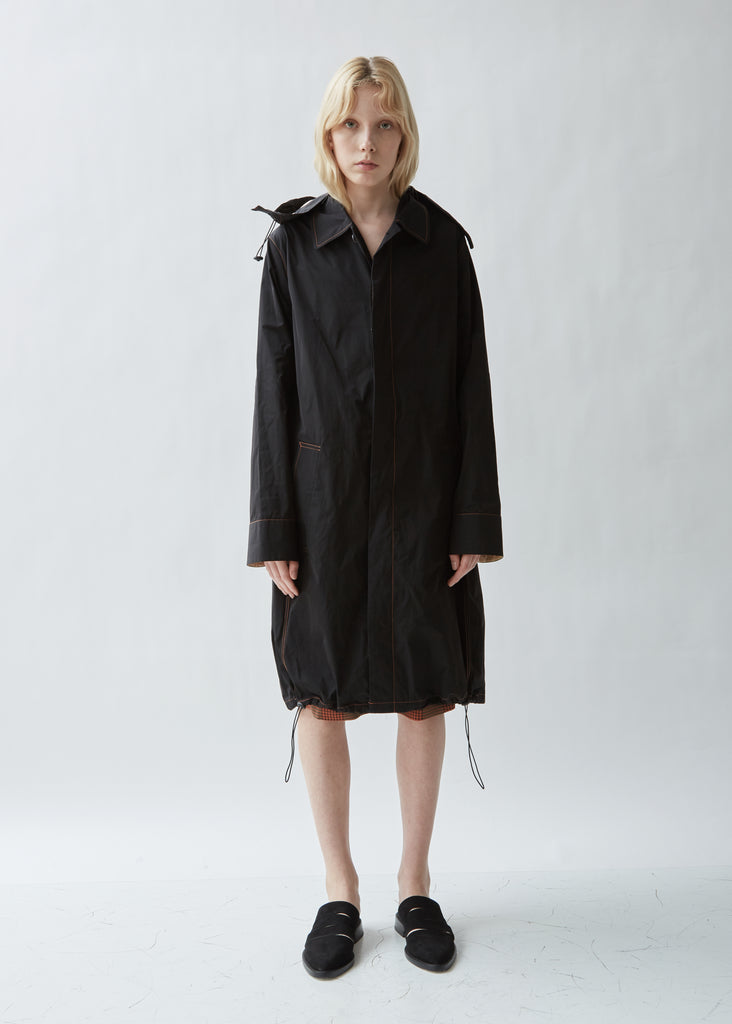 Drawstring Hooded Trench Coat