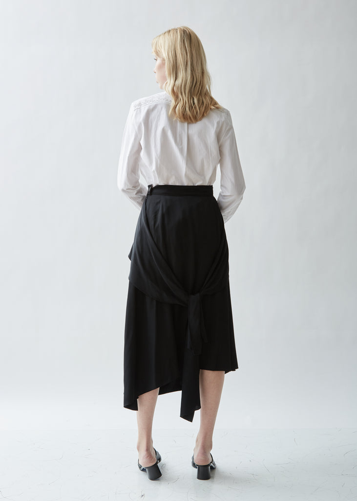 Asymmetric Skirt With Draped Ties