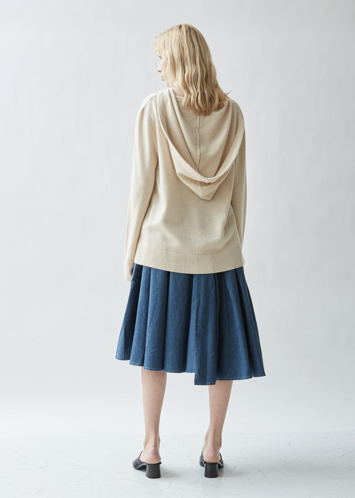 A-line Belted Denim Skirt