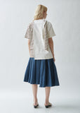 Striped Jersey Tee With Draped Scarf