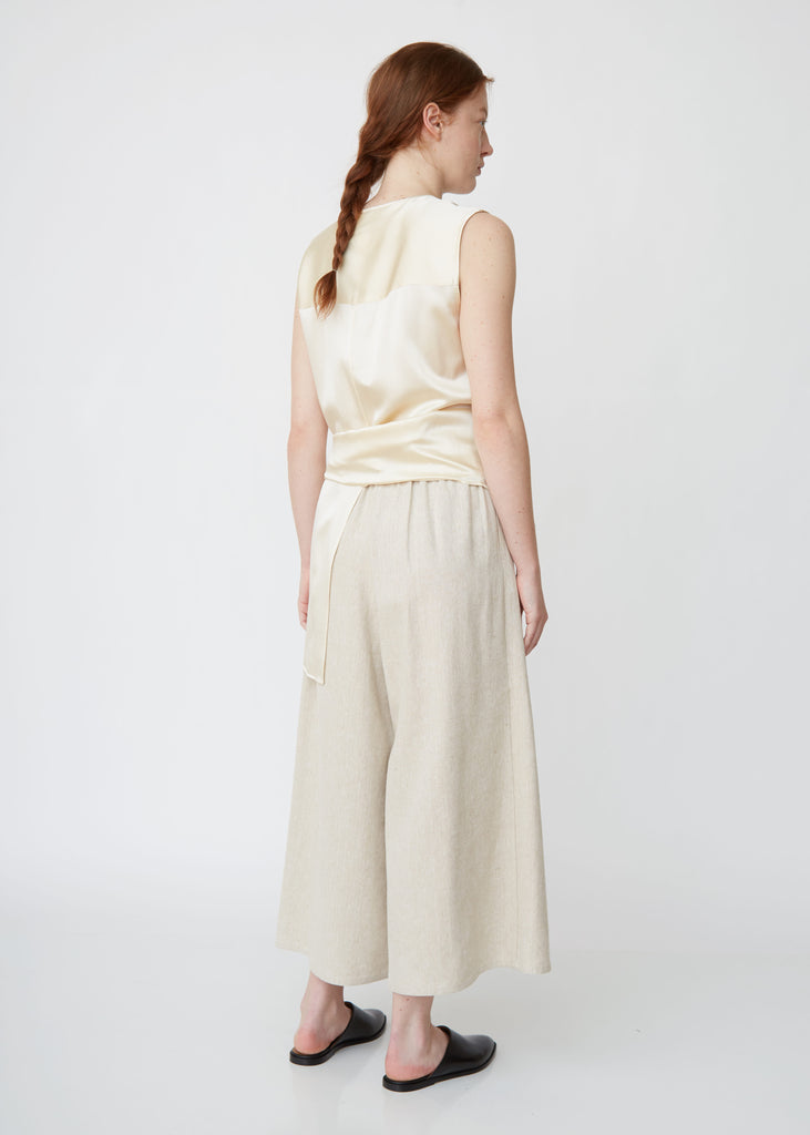 Washed Canvas Wide Long Pants