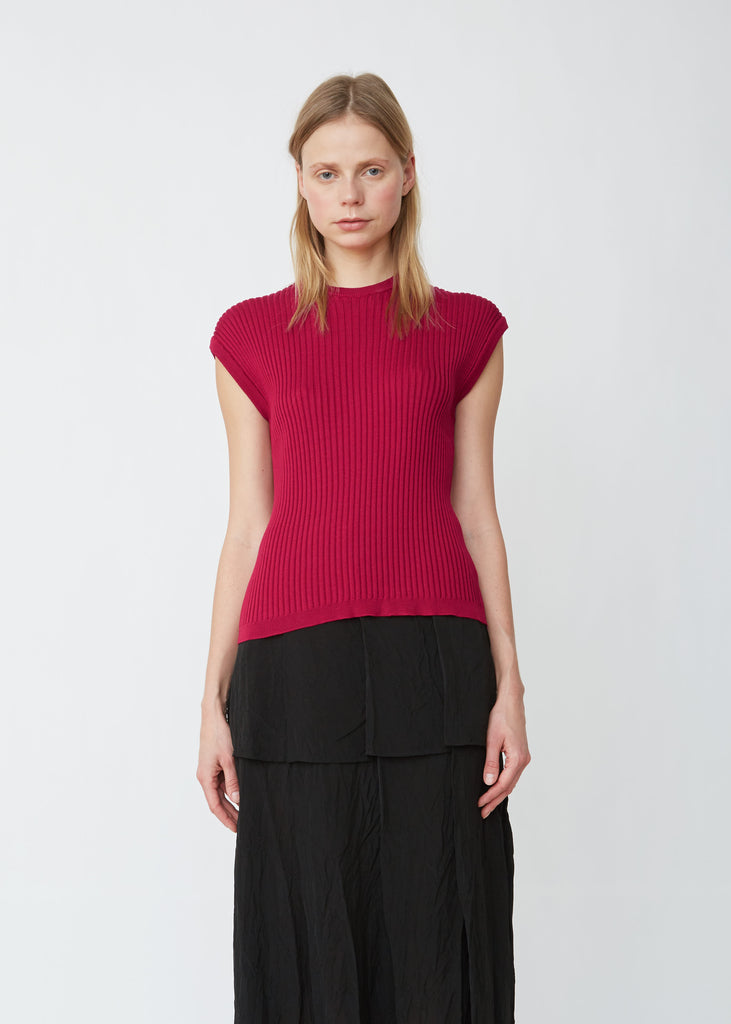 Ribbed Knitted Silk Tank