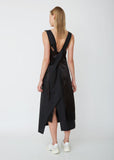 Sleeveless Satin and Wool Belted Dress