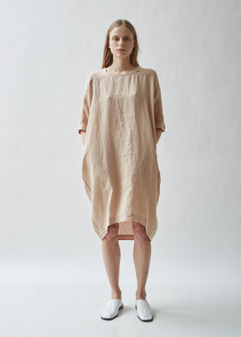 Scallion Short Sleeve Linen Dress