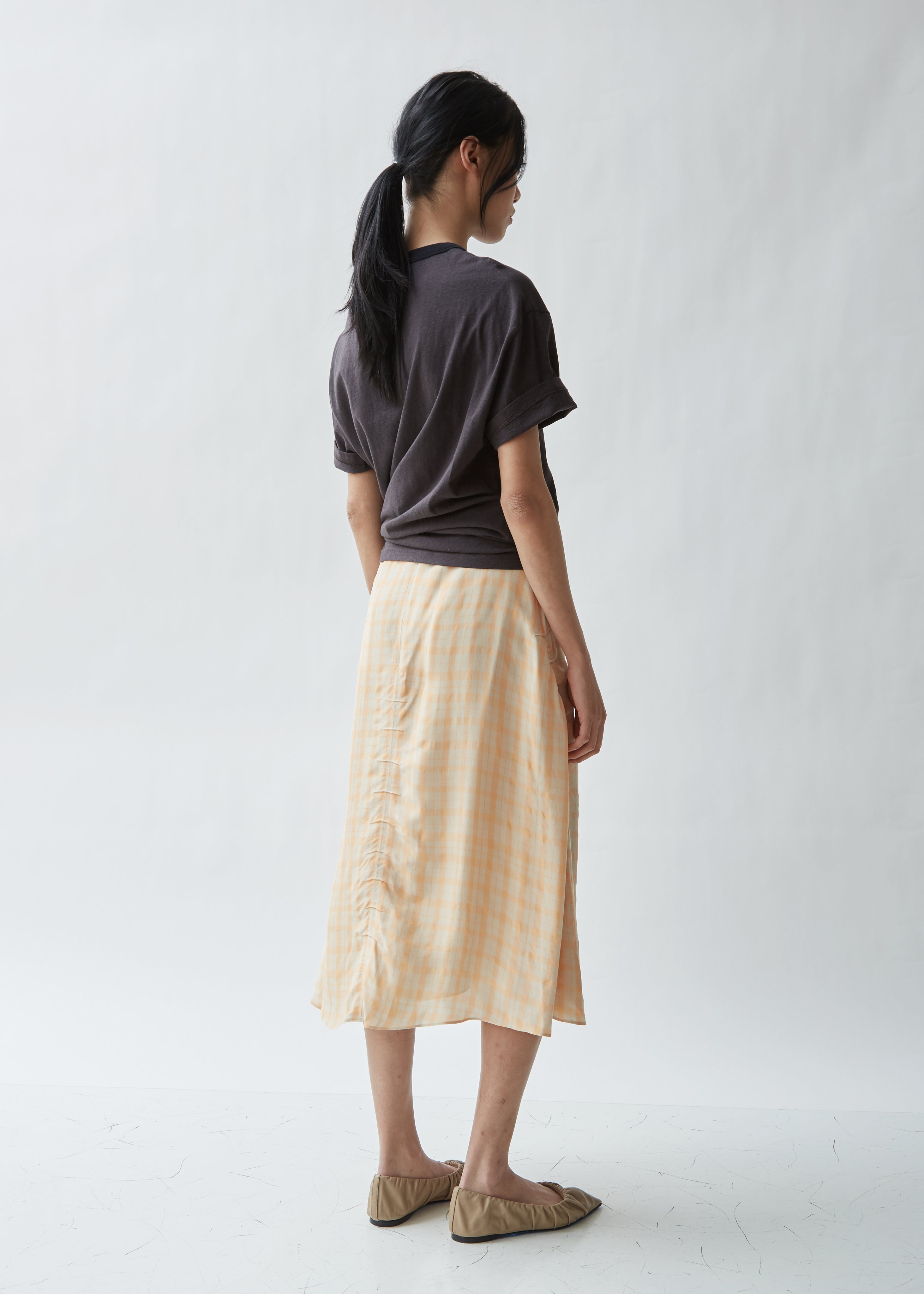 Iza Liquid Check Flared Skirt – La Garçonne