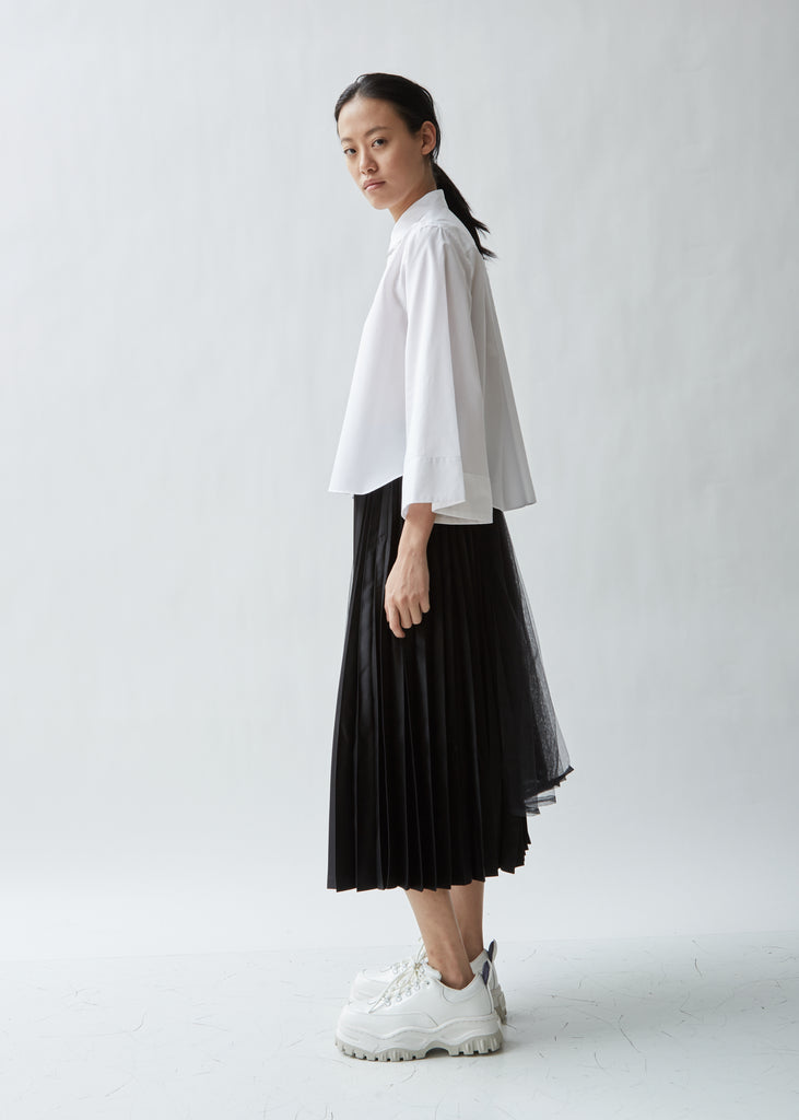 Satin and Tulle Pleated Skirt