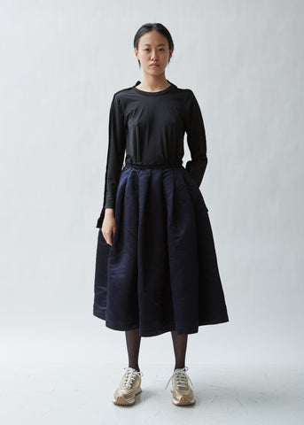 Pleated Satin Garment Treated Skirt