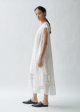 Bias Lace-Trimmed Linen Dress