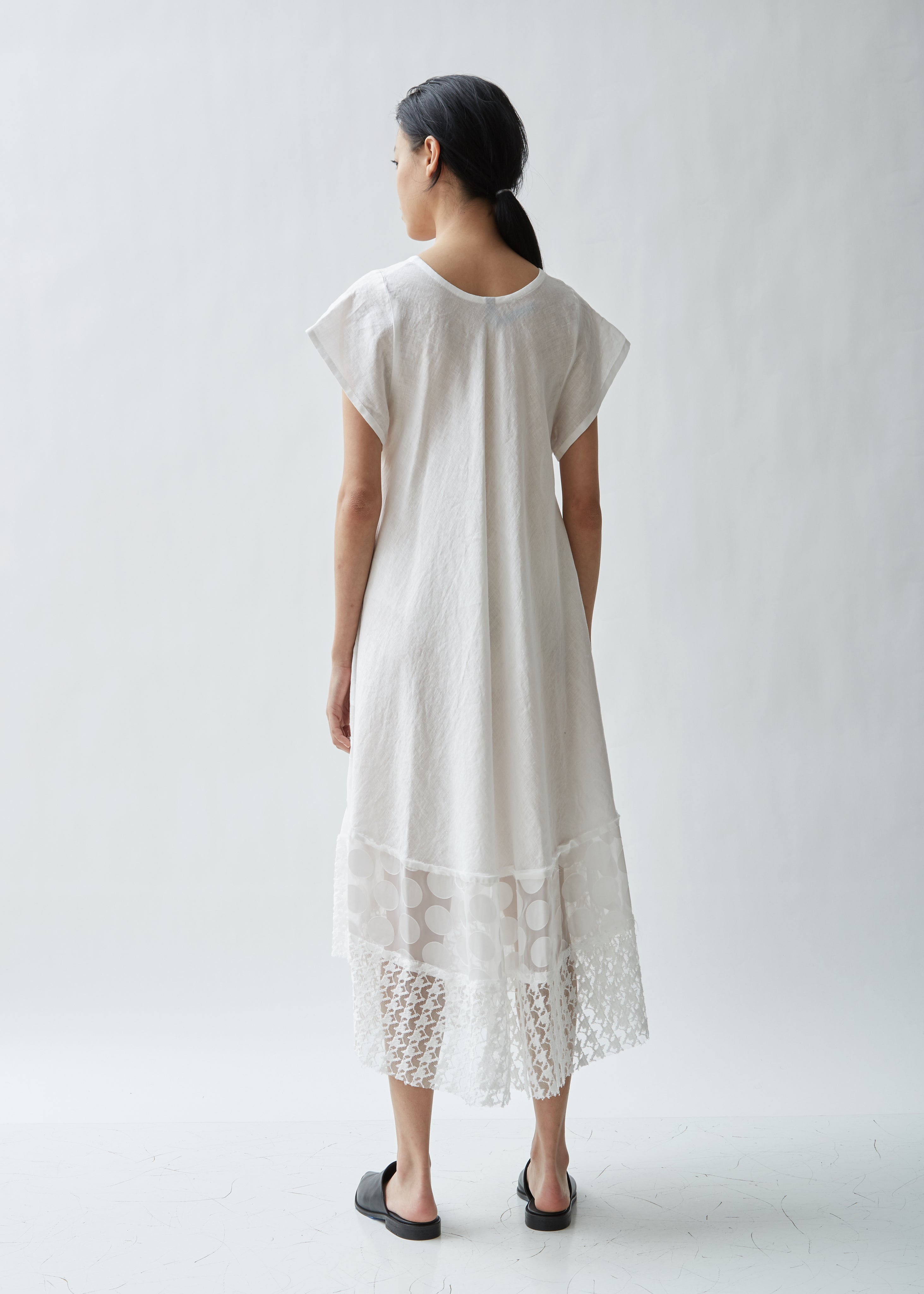 Bias Lace-Trimmed Linen Dress – La Garçonne